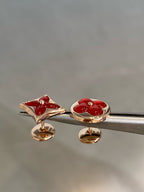 ??Loco?¡¥STAR AND SUN PINK GOLD CARNELIAN STUD EARRINGS