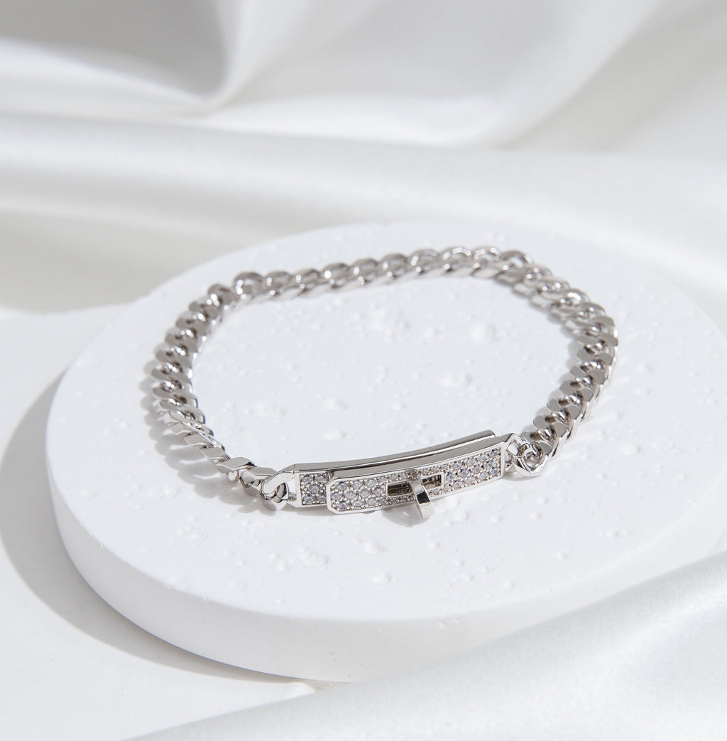 ??Loco?¡¥KELLY CHAIN SILVER DIAMOND BRACELET