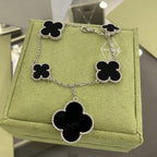 ??Loco?¡¥CLOVER 5 MOTIFS SIVLER ONYX BRACELET