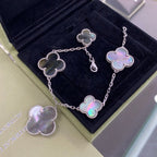 ??Loco?¡¥CLOVER 5 MOTIFS SIVLER DARK MOP BRACELET