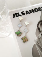 ??Loco?¡¥CLOVER 3 MOTIFS CHALCEDONY DARK MOP SILVER EARRINGS