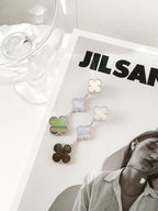 ??Loco?¡¥CLOVER 3 MOTIFS CHALCEDONY DARK MOP SILVER EARRINGS
