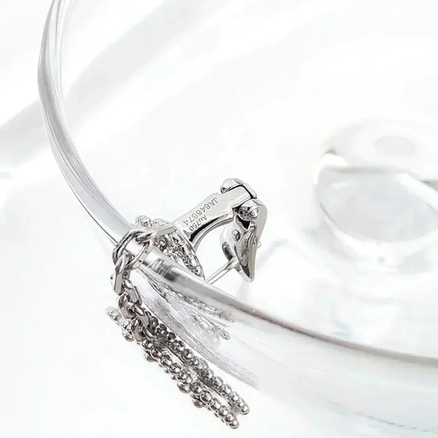 ??Loco?¡¥CLOVER 2 MOTIFS  DIAMOND ONYX EARRINGS SILVER