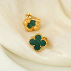 ??Loco?¡¥CLOVER MEDIUM 1 MOTIFS MALACHITE  EARRINGS