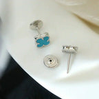 ??Loco?¡¥CLOVER MINI 9.5MM ONYX STUD EARRINGS SILVER