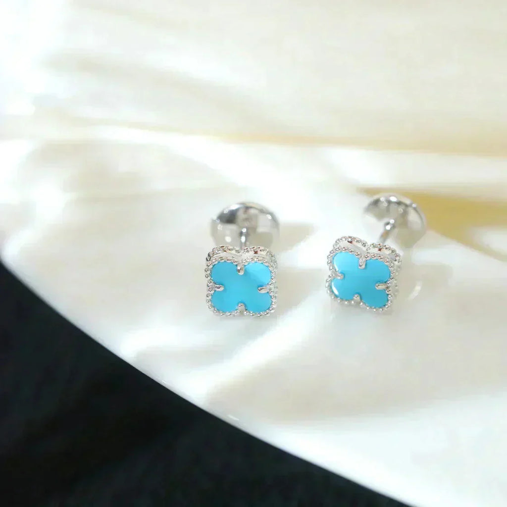 ??Loco?¡¥CLOVER MINI 9.5MM ONYX STUD EARRINGS SILVER