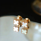 ??Loco?¡¥CLOVER MINI 9.5MM WHITE MOP EARRINGS