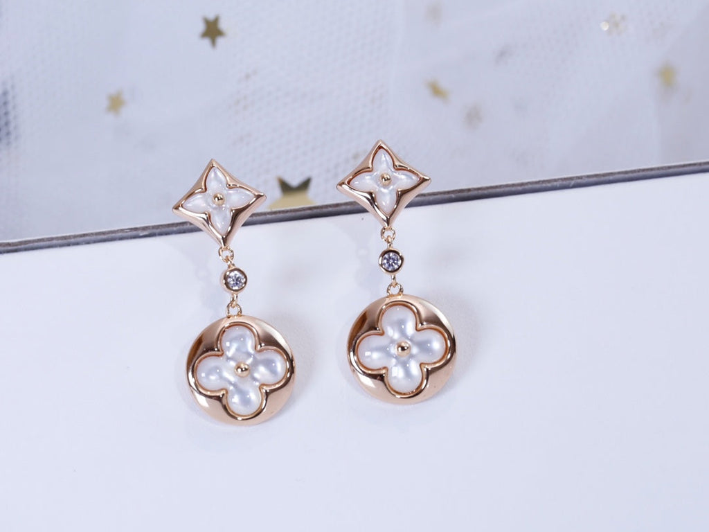 ??Loco?¡¥STAR AND SUN PINK GOLD MOP DROP EARRINGS