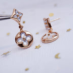 ??Loco?¡¥STAR AND SUN PINK GOLD MOP DROP EARRINGS