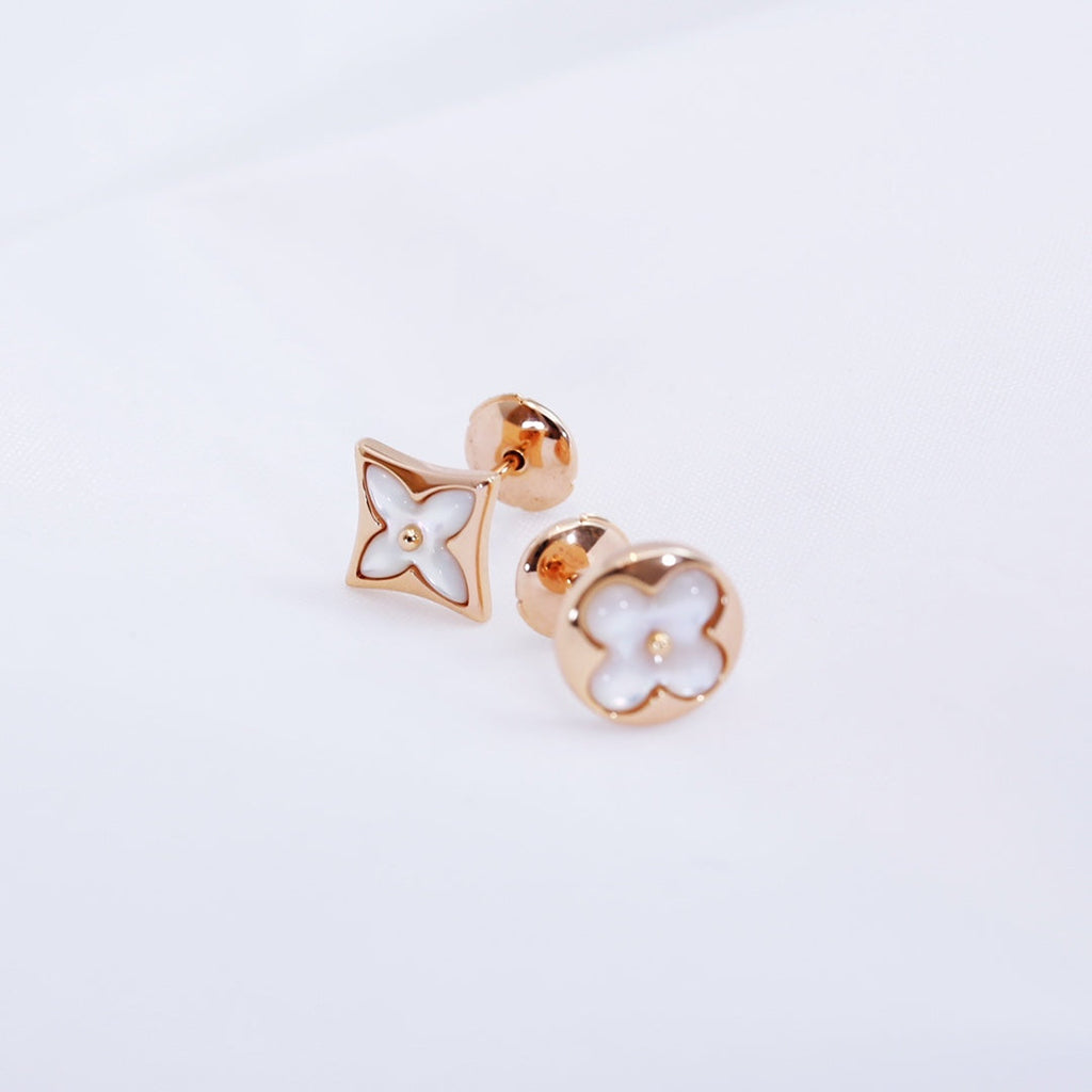 ??Loco?¡¥STAR AND SUN PINK GOLD MOP STUD EARRINGS