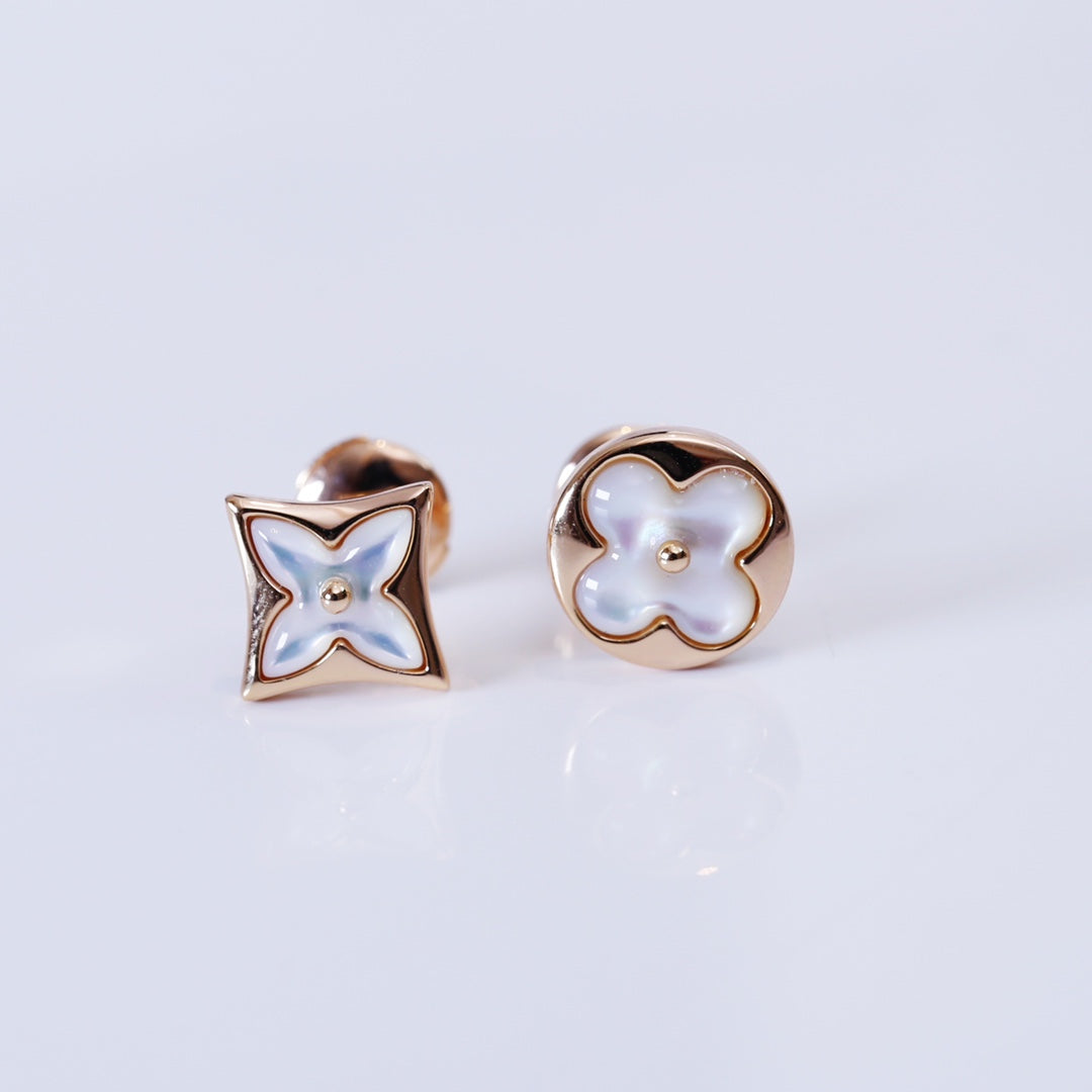 ??Loco?¡¥STAR AND SUN PINK GOLD MOP STUD EARRINGS