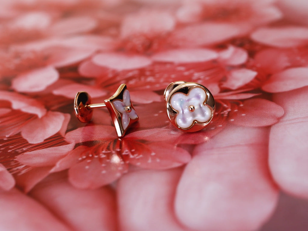 ??Loco?¡¥STAR AND SUN PINK GOLD MOP STUD EARRINGS