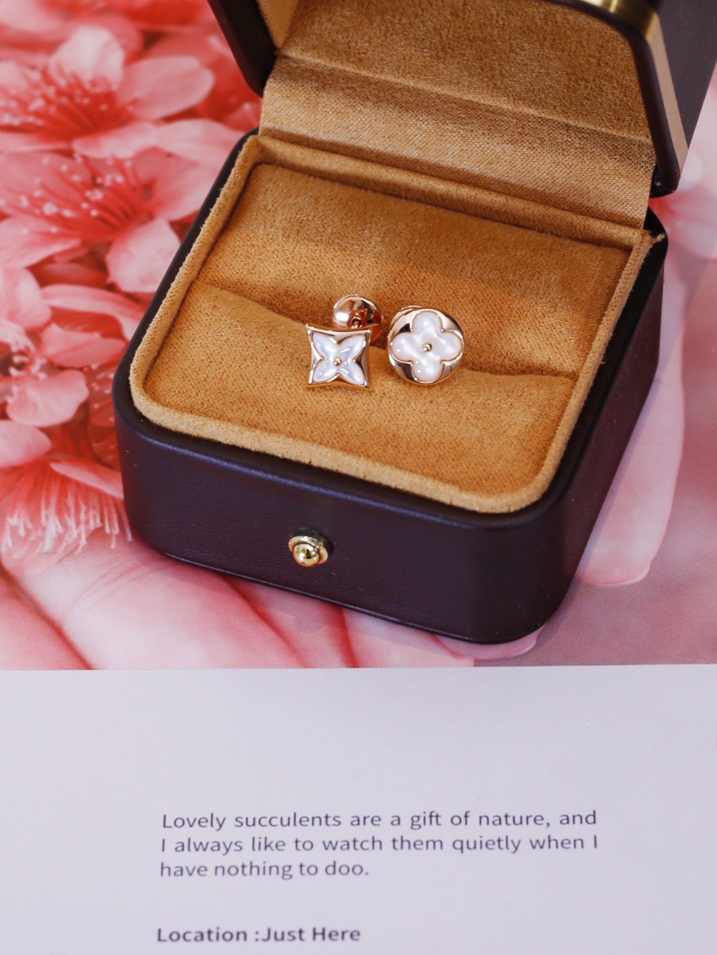 ??Loco?¡¥STAR AND SUN PINK GOLD MOP STUD EARRINGS