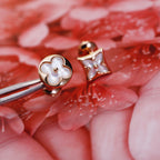 ??Loco?¡¥STAR AND SUN PINK GOLD MOP STUD EARRINGS