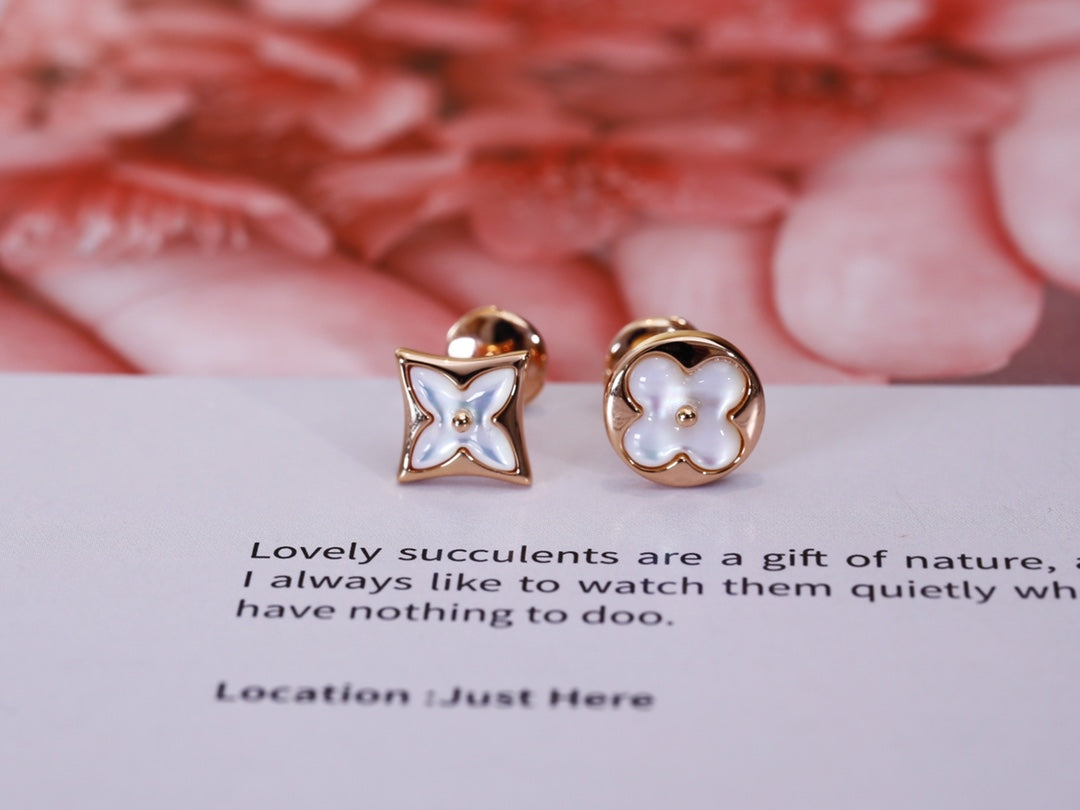 ??Loco?¡¥STAR AND SUN PINK GOLD MOP STUD EARRINGS