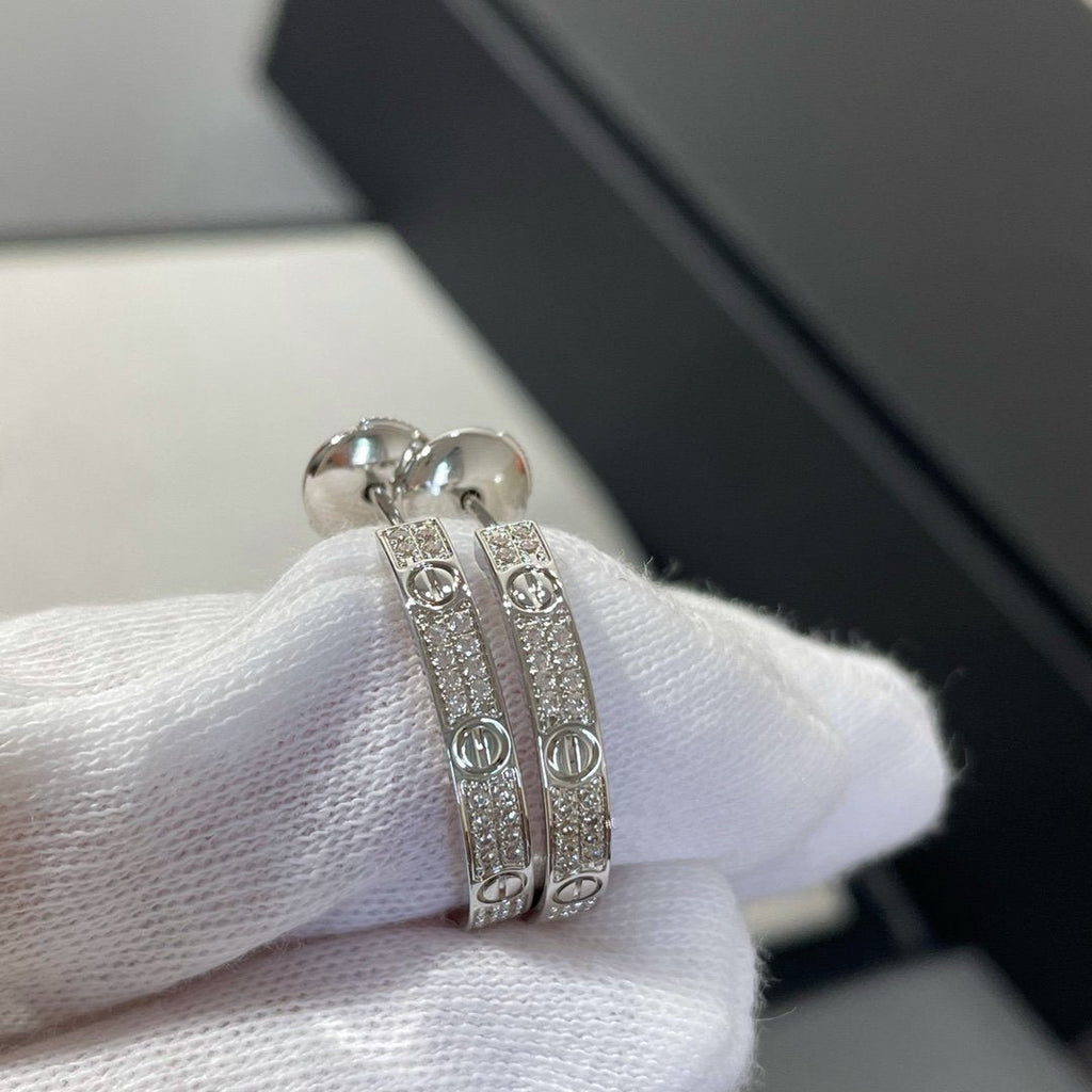 ??Loco?¡¥LOVE DIAMOND SILVER HOOP EARRINGS