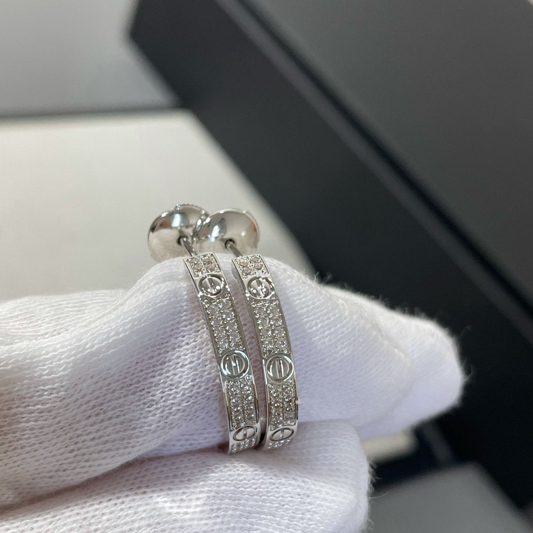 ??Loco?¡¥LOVE DIAMOND SILVER HOOP EARRINGS