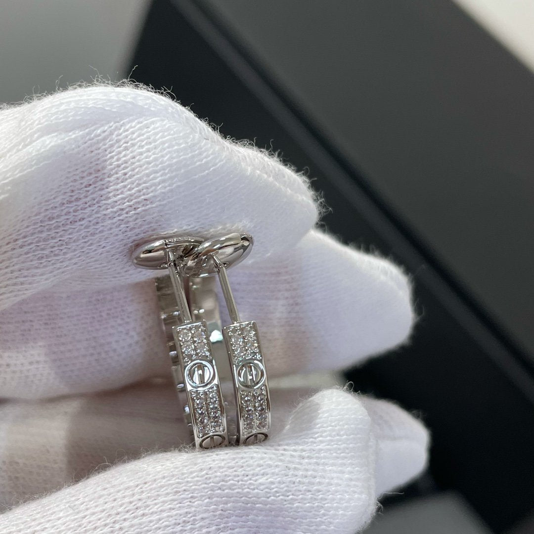 ??Loco?¡¥LOVE DIAMOND SILVER HOOP EARRINGS