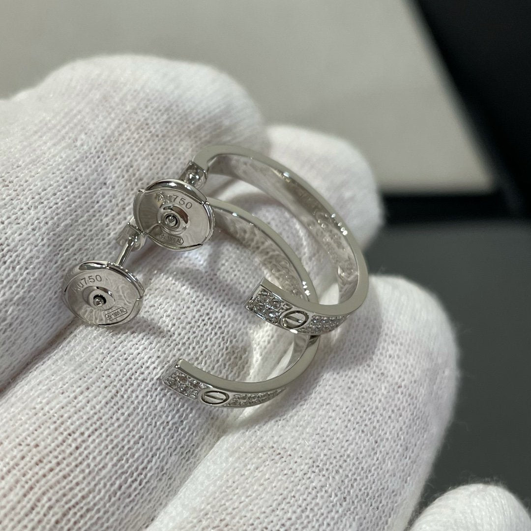 ??Loco?¡¥LOVE DIAMOND SILVER HOOP EARRINGS