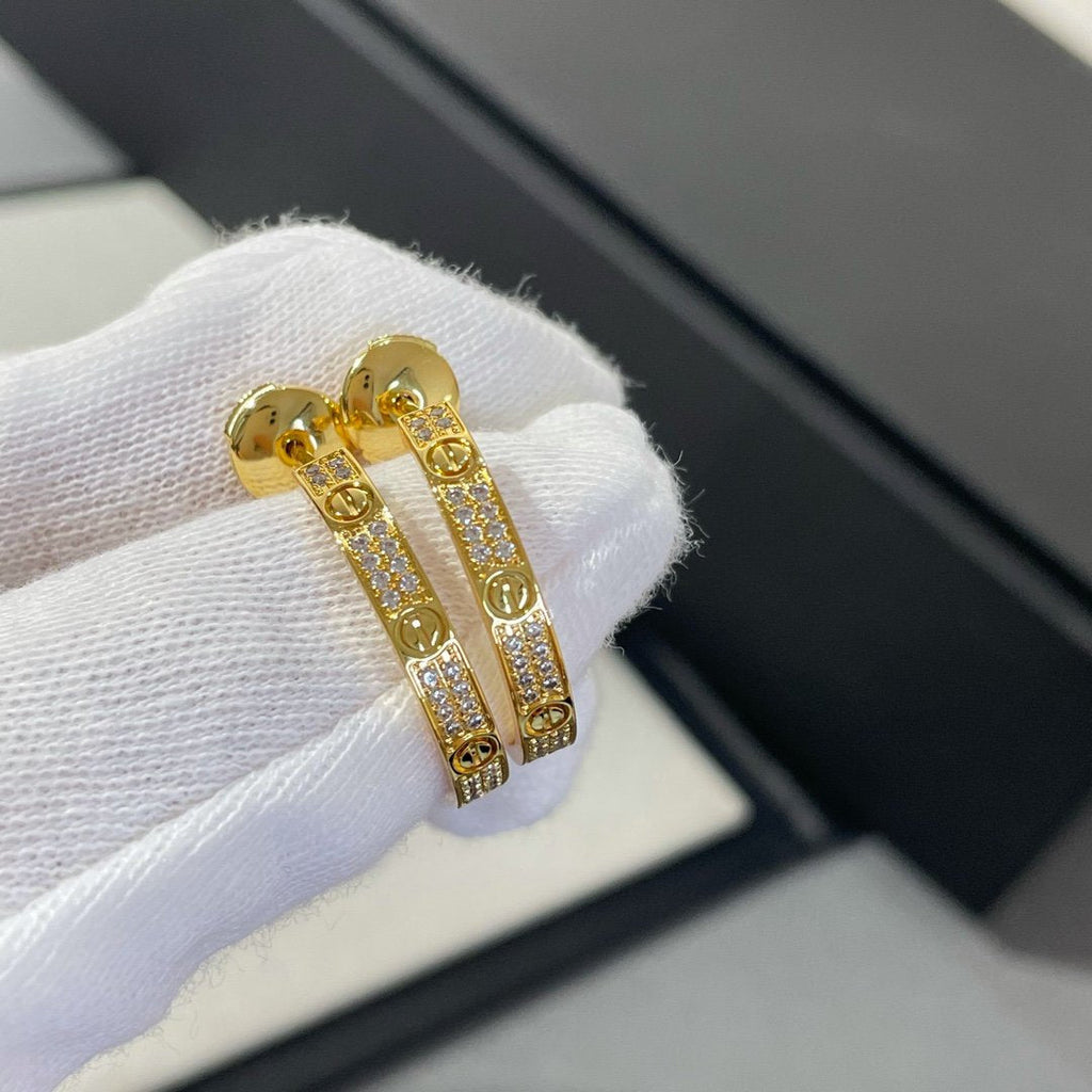 ??Loco?¡¥LOVE DIAMOND GOLD HOOP EARRINGS