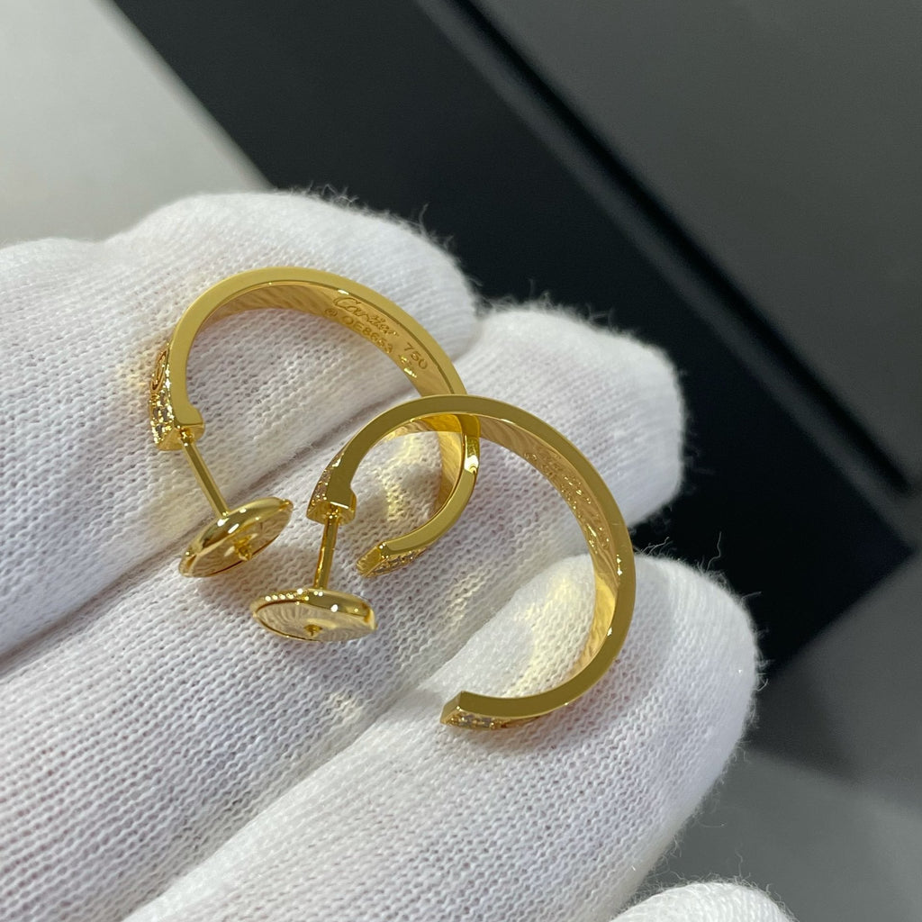 ??Loco?¡¥LOVE DIAMOND GOLD HOOP EARRINGS