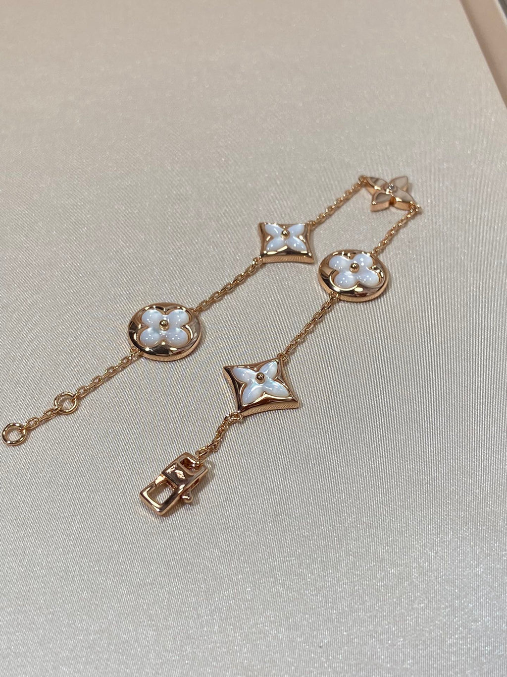 ??Loco?¡¥STAR AND SUN 5 MOTIF MOP PINK GOLD BRACELET