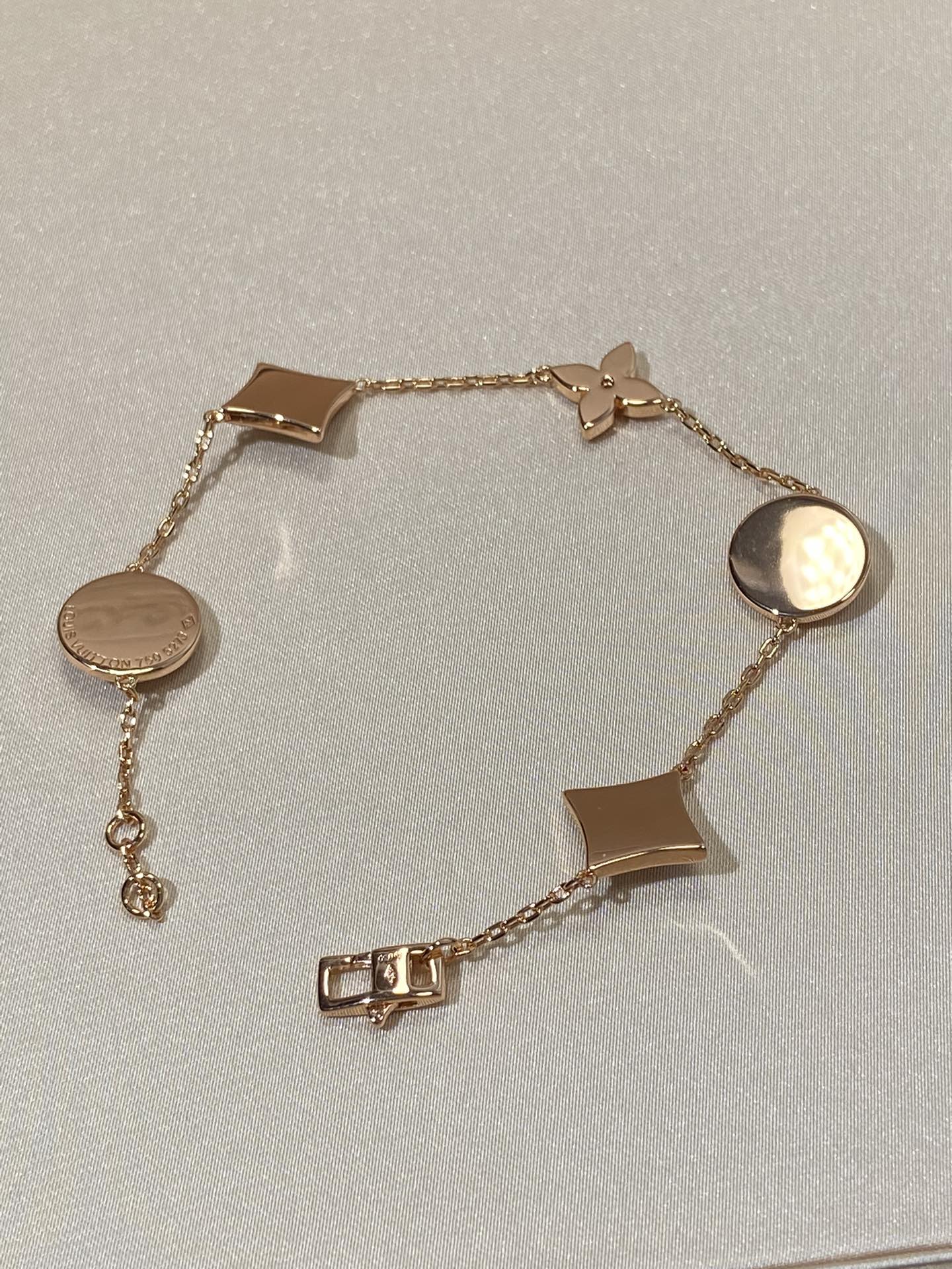??Loco?¡¥STAR AND SUN 5 MOTIF MOP PINK GOLD BRACELET