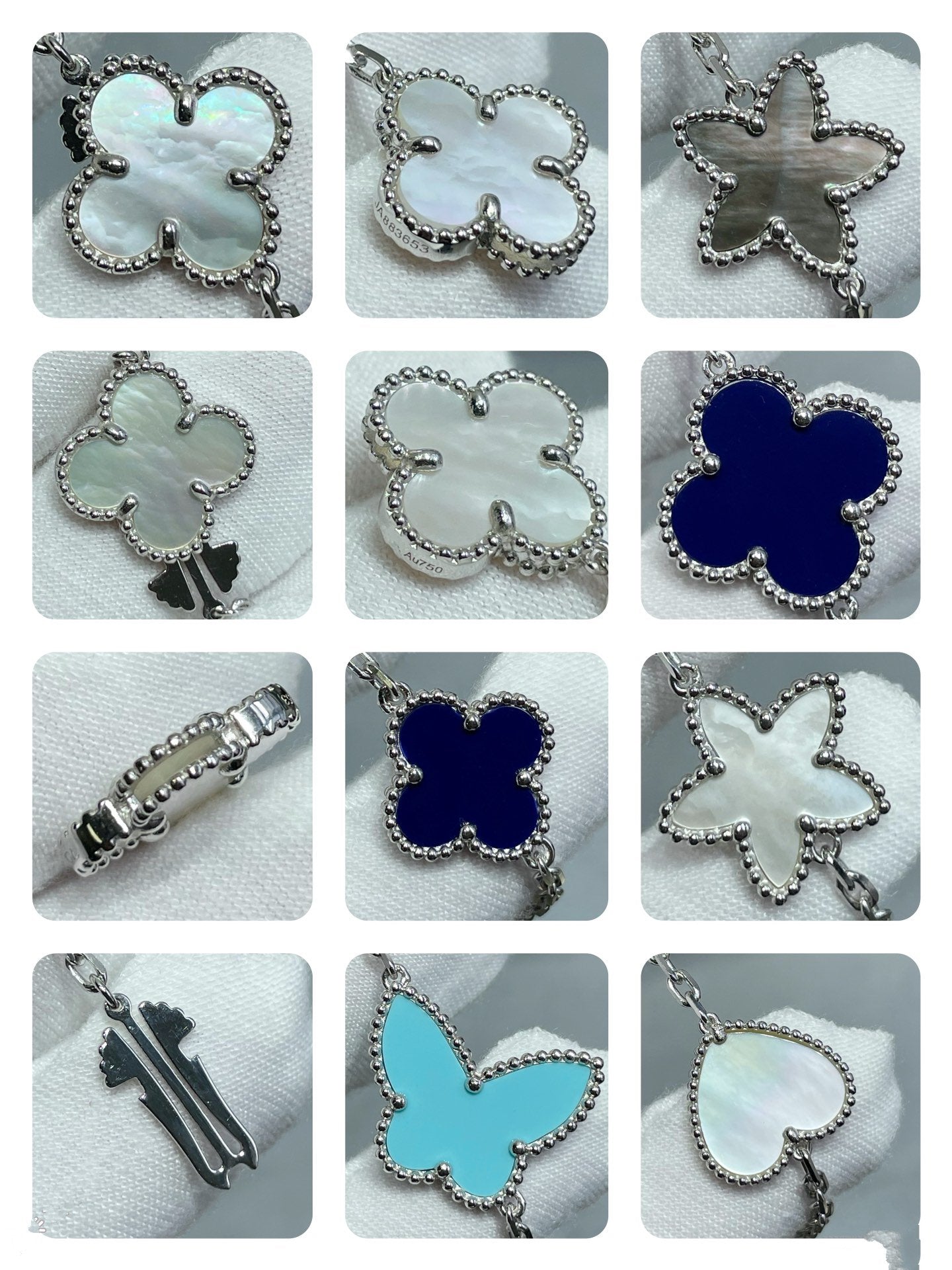 ??Loco?¡¥LUCKY CLOVER SILVER 11 MOTIF NECKLACE