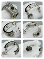 ??Loco?¡¥LOVE CERAMIC DIAMOND PAVED SILVER EARRINGS