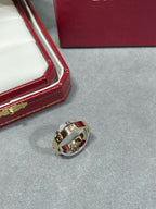 ??Loco?¡¥LOVE PINK GOLD SILVER DIAMOND DOUBLE RING