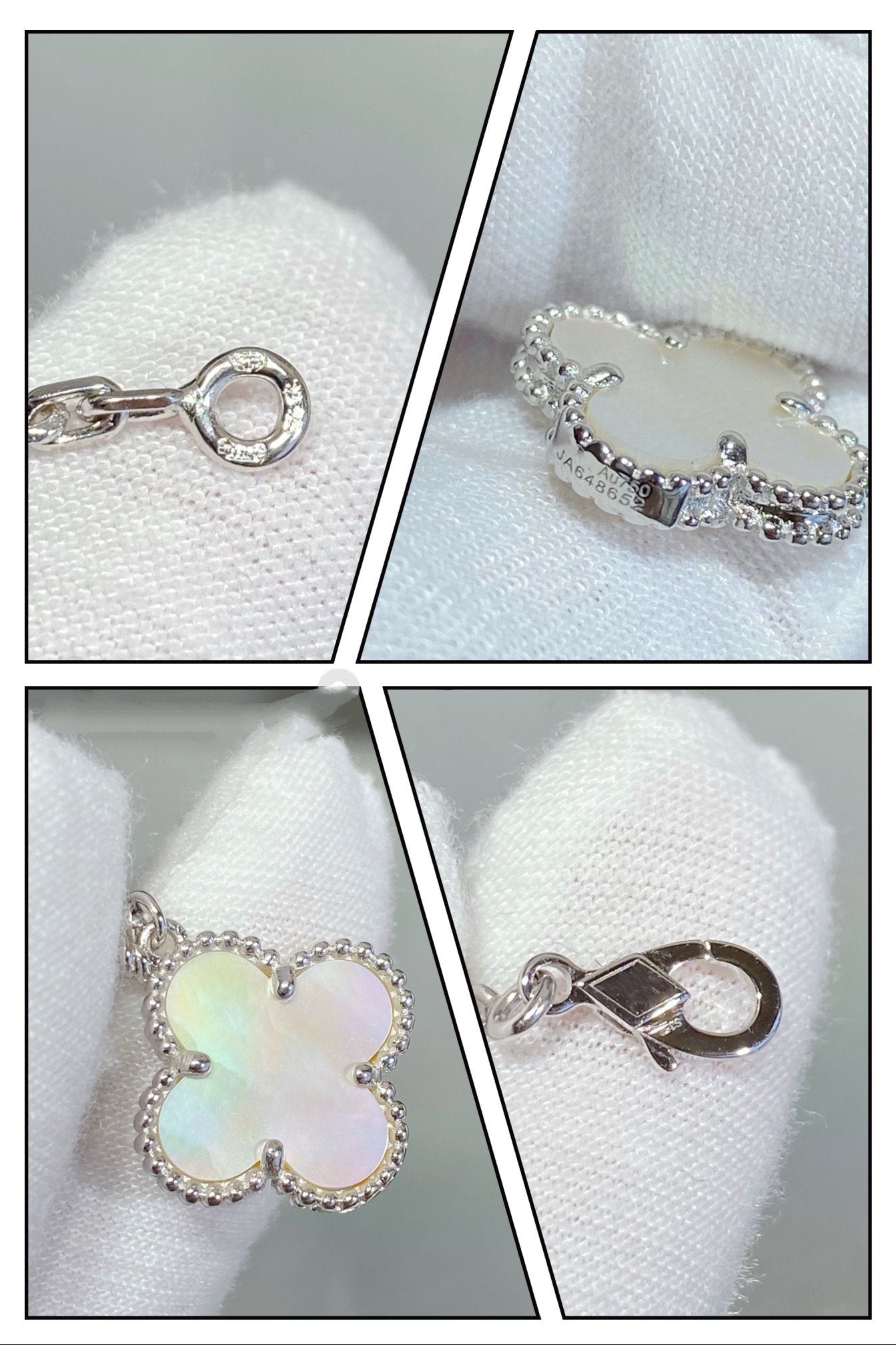??Loco?¡¥CLOVER 5 MOTIF WHITE MOP SILVER BRACELET