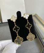 ??Loco?¡¥CLOVER 3 MOTIF MOP ONYX DARK MOP PINK GOLD EARRINGS
