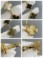 ??Loco?¡¥CLOVER 3 MOTIF MOP ONYX DARK MOP PINK GOLD EARRINGS