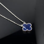 ??Loco?¡¥CLOVER PIETERSITE SILVER LONG NECKLACE