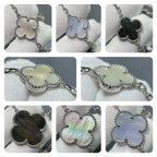 ??Loco?¡¥CLOVER 16 MOTIF CHALCEDONY MOP SILVER NECKLACE