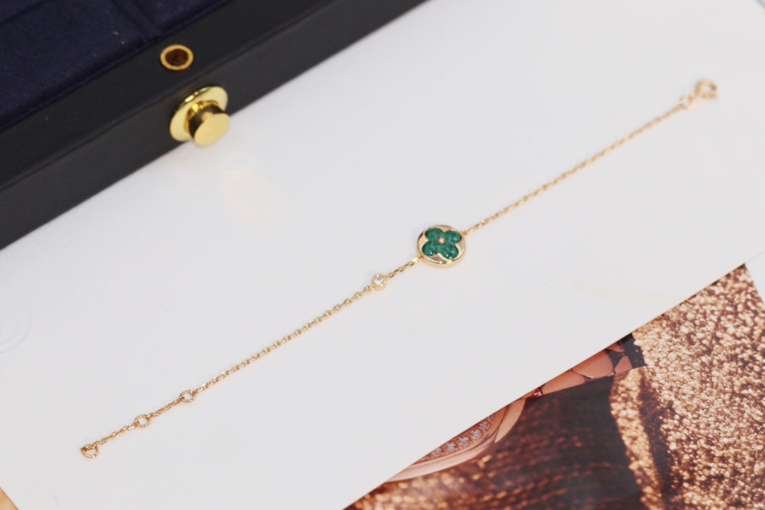 ??Loco?¡¥STAR AND SUN 4 MOTIF PINK GOLD MALACHITE BRACELET