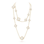 ??Loco?¡¥CLOVER 16 MOTIF WHITE MOP GOLD NECKLACE