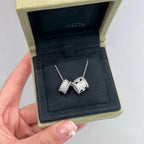 ??Loco?¡¥PERLEE DOUBLE PENDANT SILVER DIAMOND NECKLACE