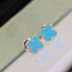 ??Loco?¡¥CLOVER MINI TURQUOISE SILVER STUD EARRINGS