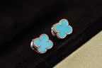 ??Loco?¡¥CLOVER MINI TURQUOISE SILVER STUD EARRINGS