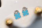 ??Loco?¡¥CLOVER MINI TURQUOISE SILVER STUD EARRINGS