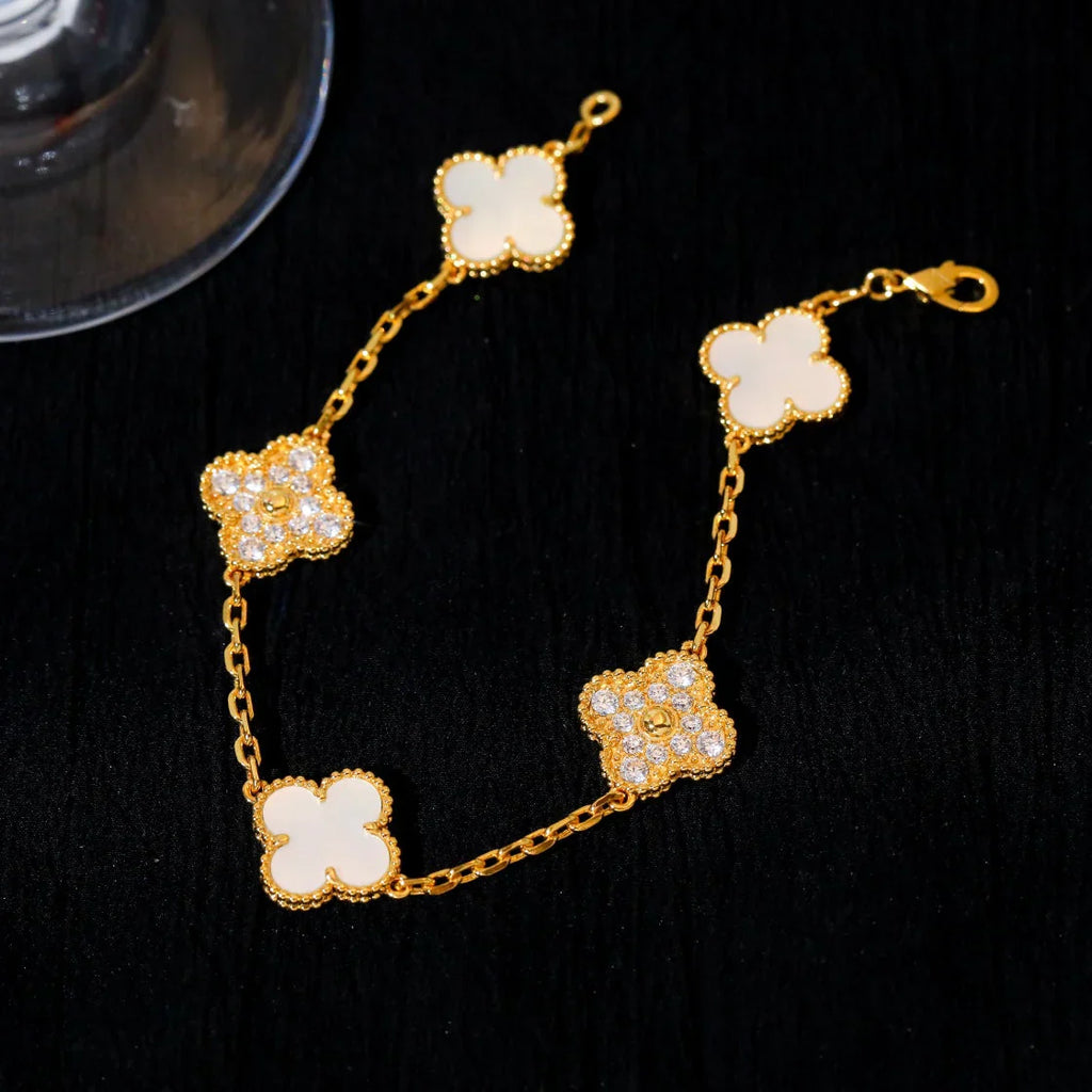 [Loco]New CLOVER WHITE PEARL MOP 5 MOTIF BRACELET COLLECTION