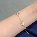 ??Loco?¡¥STAR AND SUN 4 MOTIF WHITE MOP PINK GOLD BRACELET