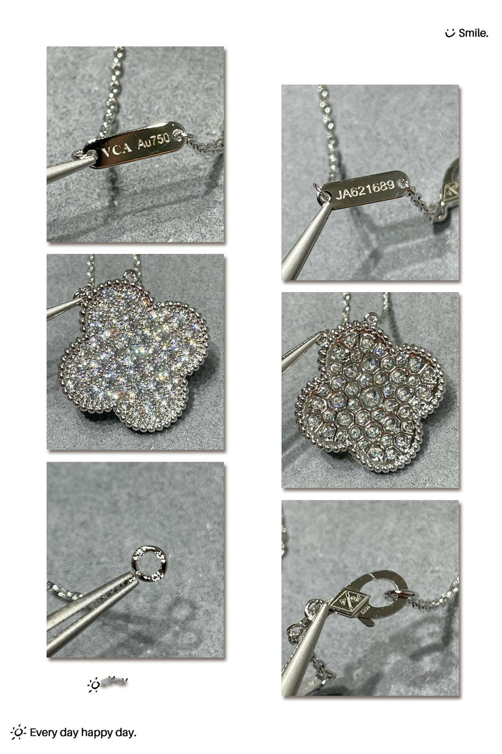 ??Loco?¡¥CLOVER 25MM LARGE PENDANT DIAMOND PAVED SILVER NECKLACE