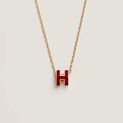 ??Loco?¡¥HM CLIC RED ENAMEL GOLD NECKLACE