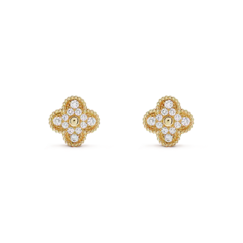 ??Loco?¡¥CLOVER MEDIUM 1 MOTIFS FUll DIAMOND EARRINGS