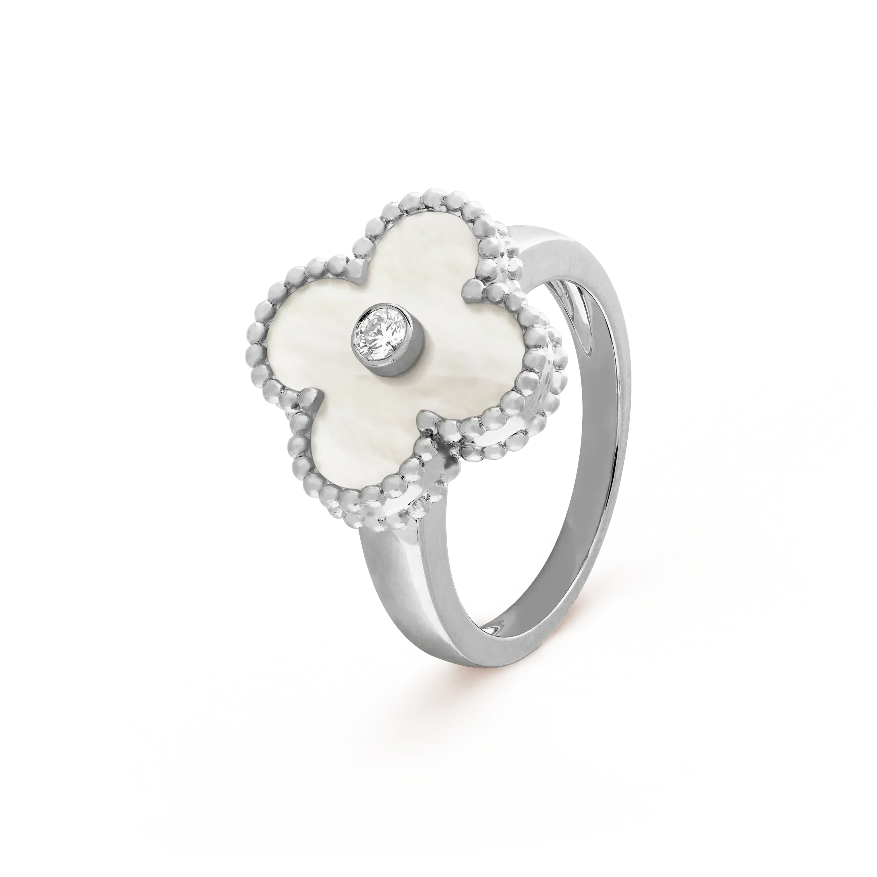 ??Loco?¡¥CLOVER SILVER MOP DIAMOND RING