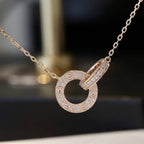 ??Loco?¡¥LOVE 7.6MM NECKLACE ROSE GOLD AND SILVER  FULL DIAMOND
