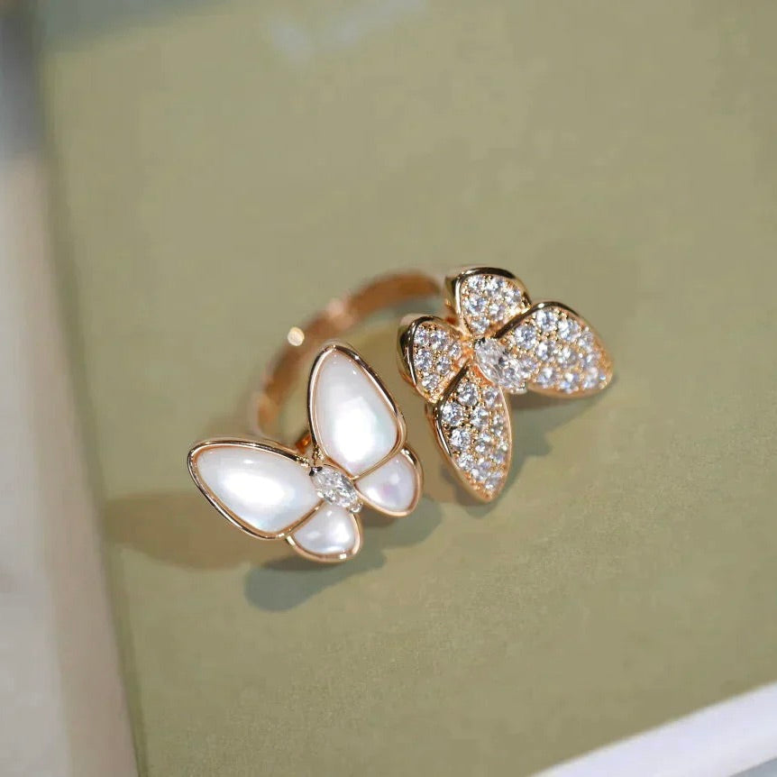 ??Loco?¡¥TWIN BUTTERFLY DIAMOND MOP RING