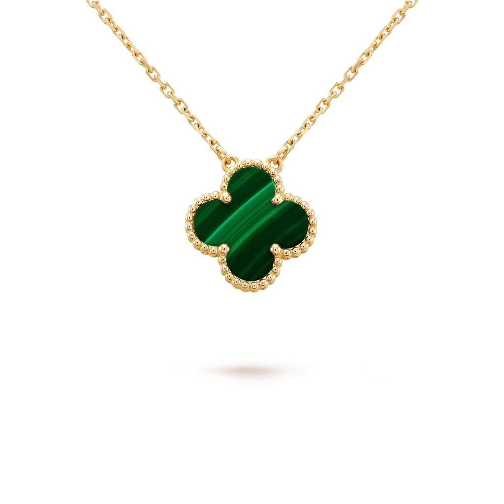 ??Loco?¡¥CLOVER 15MM MALACHITE SINGLE FLOWER  NECKLACE